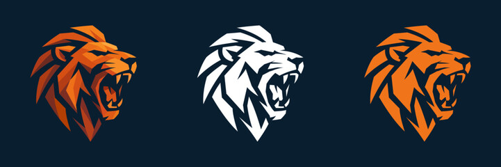 Geometric Roaring Lion Head Vector