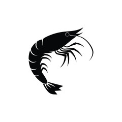 Shirmp prawn silhouette vector illustration on white background
