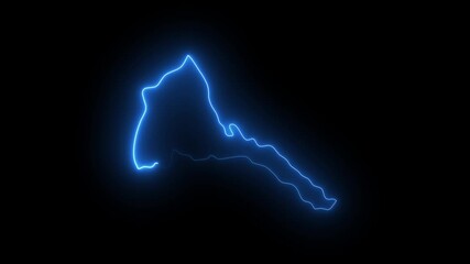 Eritrea outline glowing neon blue abstract map shape electric energy digital animation dark background - Powered by Adobe