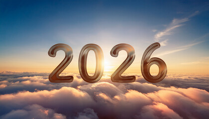 number 2026 with beautiful sky background