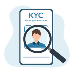 KYC or know your customer with business verifying the identity of its clients concept.