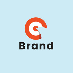 Abstract Shark Fin Logo with Letter C Shape
