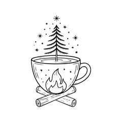 Coffee and Nature Minimalist  Vector Artwork Graphic Design