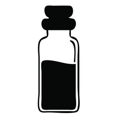 Black Icon of a Potion or Medicine Bottle Filled with Liquid