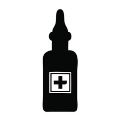 Black Silhouette Icon of Nasal Spray or Medication Dropper Bottle
