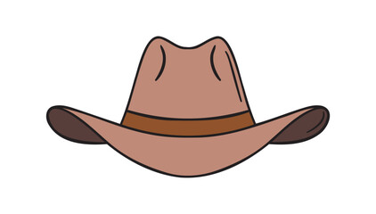cowboy hat icon doodle hand drawn. Cartoon brown color cowboy hat line drawing clipart symbol