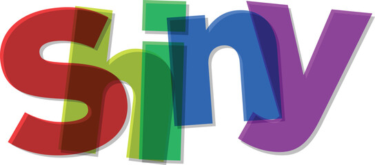Shiny word text with transparent overlapping colorful letters vector illustration