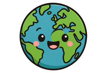 Obraz premium Cute happy globe planet smiling, illustrating earth day, environmental protection, or global wellness concept