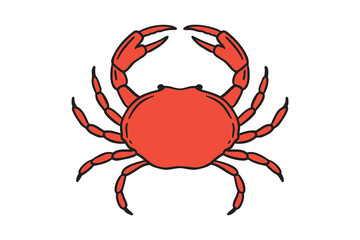 red crab icon doodle hand drawn. Cartoon colorful crab line drawing clipart symbol