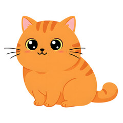 Fototapeta premium A funny cartoon vector illustration of a cute red kitten, an orange domestic animal character, with a happy tail and paw