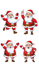 Delightful Santa Claus characters spreading holiday cheer with joyful poses perfect for festive greetings and promotions