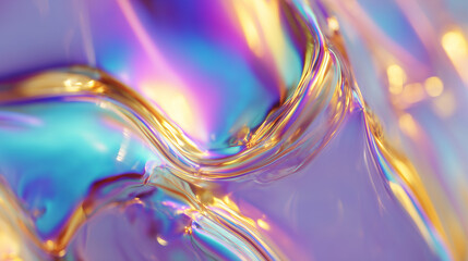 Dynamic Holographic Waves Iridescent Luxury Background