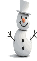 3D Snowman vector icon on white background.