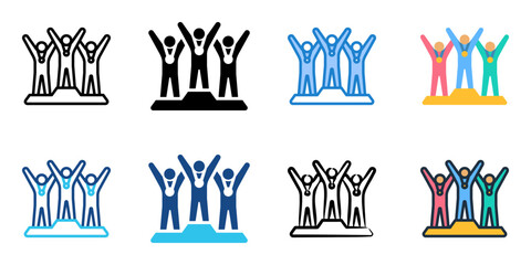 Medal ceremony icon set multiple style collection 
