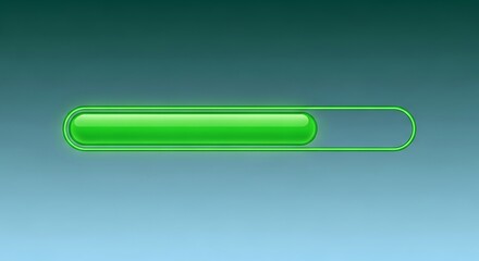 Obraz premium Green Progress Bar on Blue Background Indicating Loading or Completion Status.