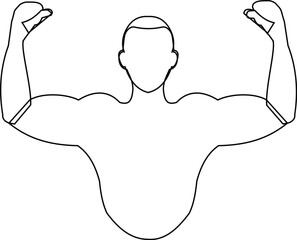 Flexing Muscle Man Outline – Strong Bodybuilder Silhouette Fitness Vector Illustration