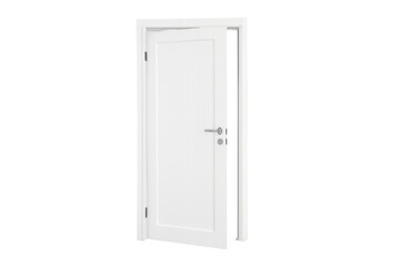 Naklejka premium White door opening, inviting new possibilities or presenting a private entrance, isolated on transparent background