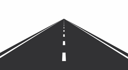 Straight Road with Dotted Center Line Black and White