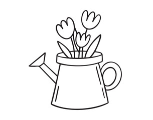 watering can icon doodle hand drawn. Outline watering can line drawing clipart symbol