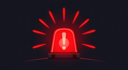 Red flashing emergency alarm light with an exclamation mark.