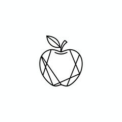 Elegant vector icon of an apple with a leaf