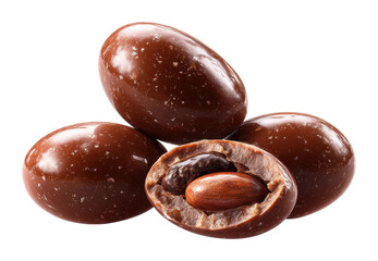 Chocolate covered almonds treat gourmet store food dessert isolated on transparent background