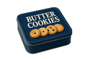 Butter cookies tin box with biscuits