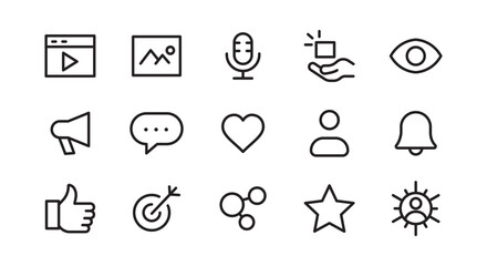 blogging, blog, blogger line and flat icons set pack, editable stroke isolated on white, linear vector outline illustration, symbol logo design style
