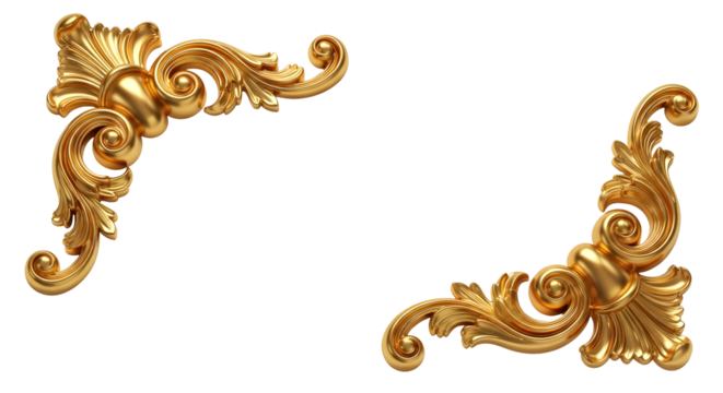Elegant Golden Frame Border Ornaments Decoration Element Swirls Vintage Shiny Metallic Design