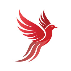 Obraz premium Red Gradient Bird Silhouette with Flowing Wings and Tail on White vector illustration
