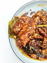 Traditional Javanese Cuisine Semur Ayam Kentang Garnished with Crispy Fried Shallots