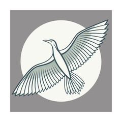 Obraz premium Stylized Bird in Flight with Wings Spread on Gray and White Background flying