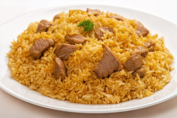 A simple Filipino dish of savory fried rice cooked with tender pieces of meat, offering a comforting and flavorful everyday meal.