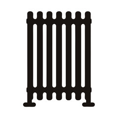 Isolated black silhouette of a traditional cast iron radiator appliance