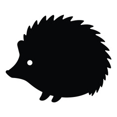 Black and White Hedgehog Silhouette with Spikes and Single Eye Detail