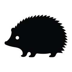 Simple Black and White Silhouette Illustration of a Prickly Little Hedgehog