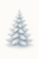 Peaceful winter evergreen tree covered with soft white snow evokes tranquil holiday joy