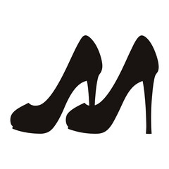 Elegant black high heel shoes silhouette on a crisp white backdrop