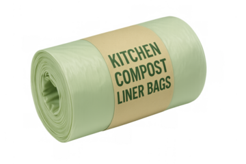 Roll of green kitchen compost liner bags for food waste