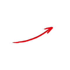 A vibrant red arrow curves upwards and to the right against a stark black background