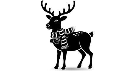 Black reindeer with striped scarf and bells animal