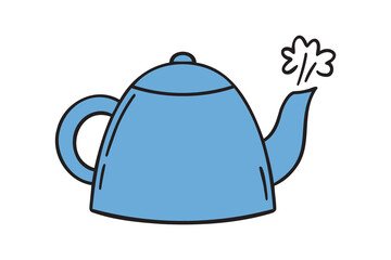 kettle boiling icon doodle hand drawn. colorful cartoon line drawing clipart symbol
