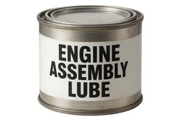 Engine assembly lube metal can on transparent background