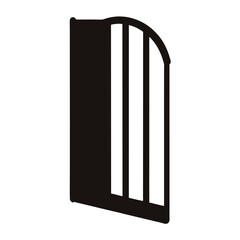 Abstract black and white illustration of a gate or architectural structure