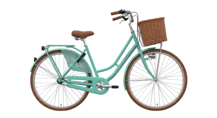 Turquoise Bike Bicycle with Basket Vintage Dutch Style Transport Mobility