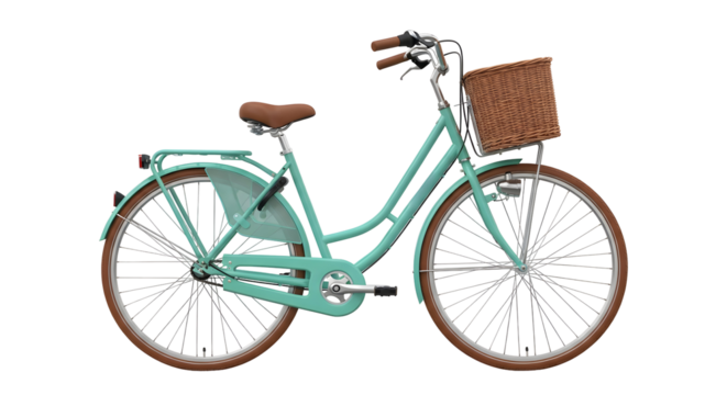 Turquoise Bike Bicycle with Basket Vintage Dutch Style Transport Mobility