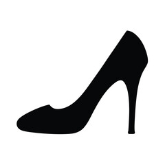 Silhouette of a stylish high heel shoe against a white background
