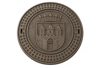 Prague manhole cover with city coat of arms