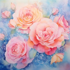 Elegant vintage still life of blooming roses in an ornate vase beside an open book, capturing timeless beauty and romance.