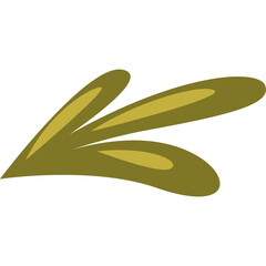 Abstract green organic shapes pointing left with a transparent background suitable for design elements